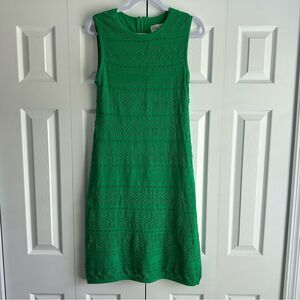 Eliza J Crochet Dress Size Medium Green Lined Sleeveless Knit Dress